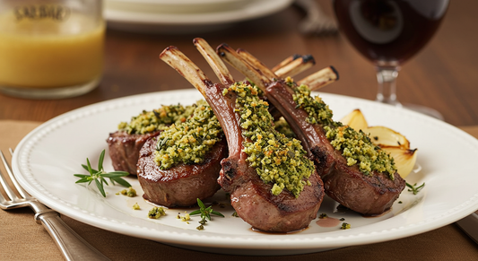 Grilled Lamb Racks with Herb Crust